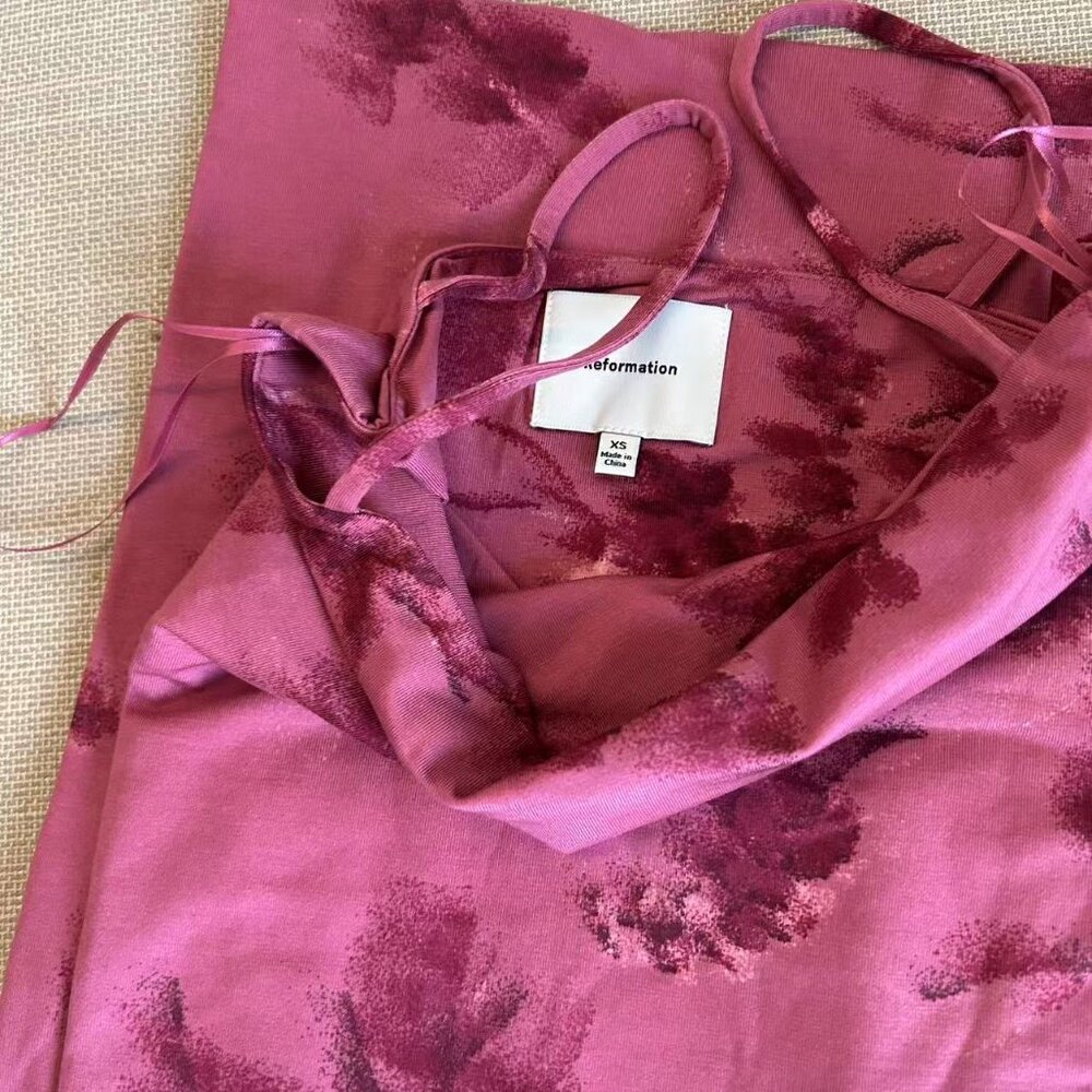 BEST Reformation Elise Midi Knit Dress XSmall Hothouse Rose Pink Floral Bodycon - Picture 7 of 11